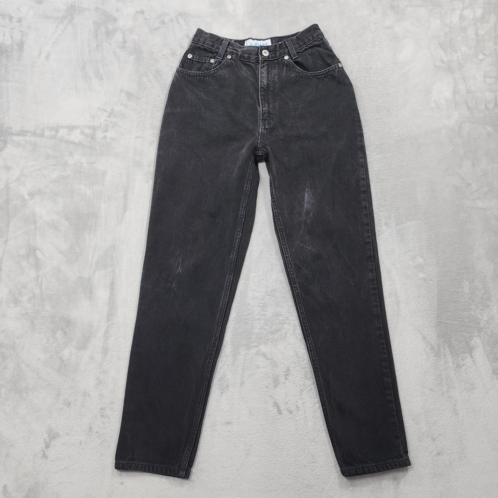 Vintage L.A. Blues Jeans Womens 24 Black High Rise Classic Tapered Mom Denim